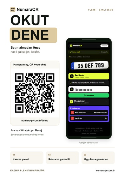 Numaraqr Qr Kodlu Araç Numaratörü Sticker Cam Içi Park