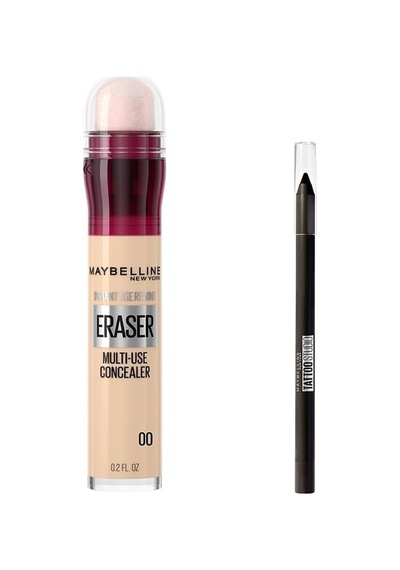 Maybelline New York Instant Anti Age Eraser Kapatıcı 00 Ivory &amp Mini Tattoo Liner Gel Pencil Makyaj Seti Diğer