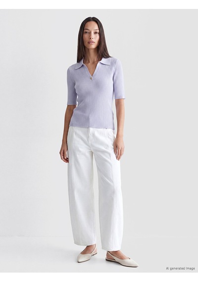 Lcw Studıo Mavi Polo Yaka Kadın Triko Kazak