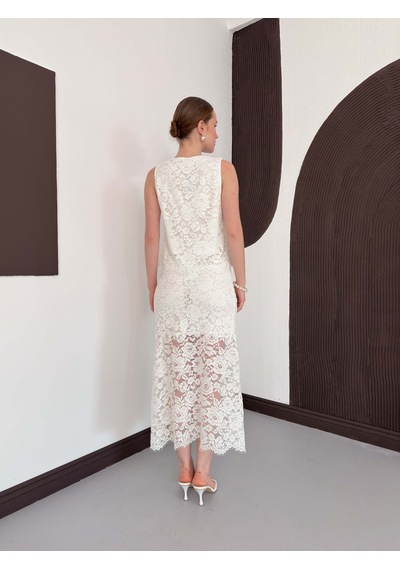 Verymoda Dantel Uzun Etek D3012 Krem
