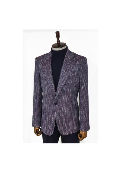 Wessi Desenli Slim Fit Spor Mor Erkek Ceket - Wessi Mor
