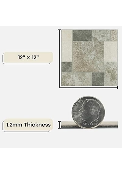 Furnishings Ftvgm32720 Vinil, 30,5 X 30,5 X 1,2 Mm, Antik Bej