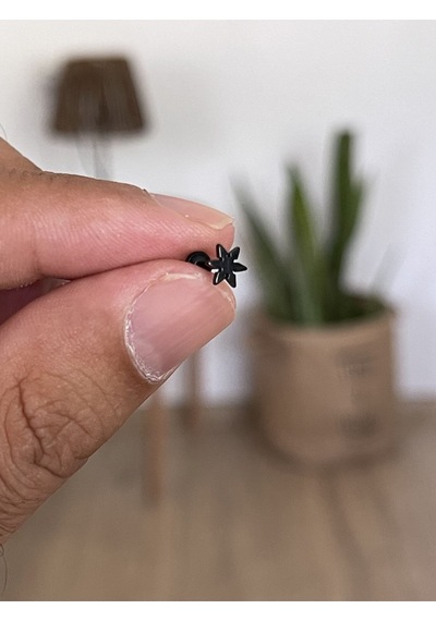 Şık Cerrahi Çelik Dudak Tragus Helix Kıkırdak Conch Minimal Yıldız Piercing Siyah - Yeşil