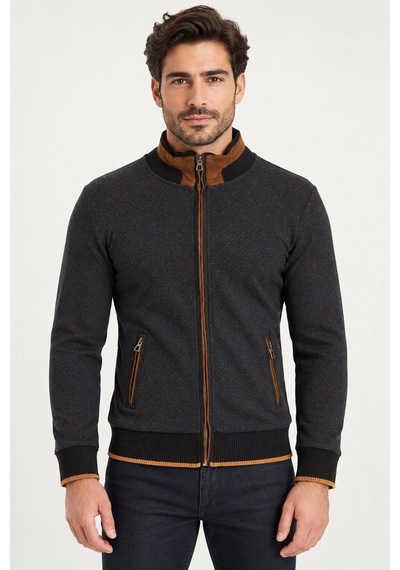 9021 Dewberry Erkek Sweatshırt-balıksırtı Antrasit-2