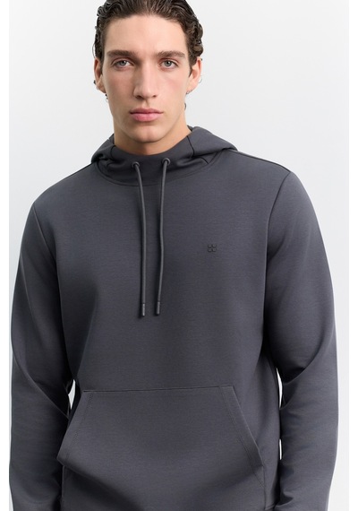 Avva Erkek Antrasit Kapüşonlu Kolay Ütülenebilir İnterlok Regular Fit Sweatshirt B001034