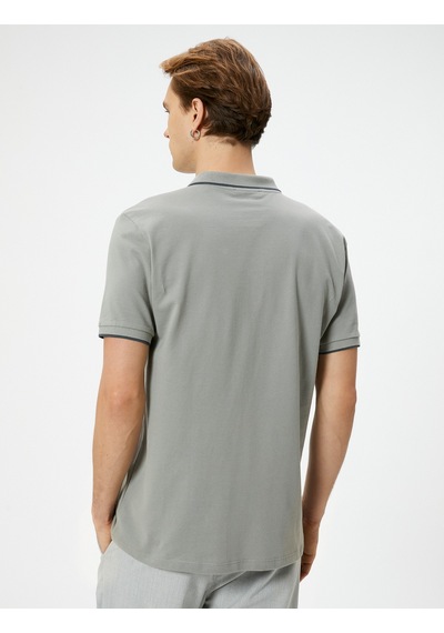 Koton Polo Yaka Tişört Slim Fit Düğmeli Kısa Kollu Biyeli Gri 4sam10162mk Gri