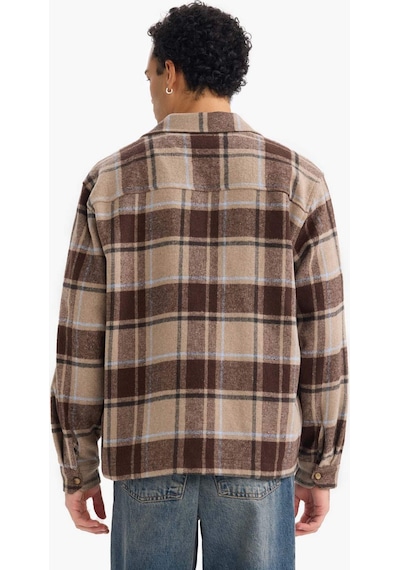 Defacto Boxy Fit Kareli Flanel Uzun Kollu Gömlek G4744ax25wnbn339 Kahve-bn339