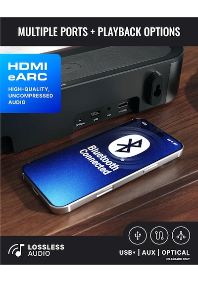 Bowfell Axis Dolby Atmos Soundbar, 200 W 2.1 Derin Bas Hoparlörlü