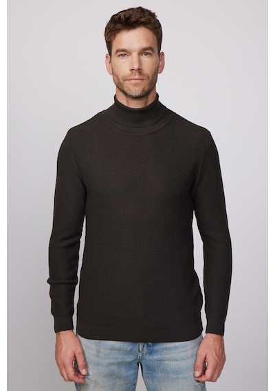 Tudors Slim Fit Dar Kesim Balıkçı Yaka Desenli Erkek Kazak-25765-gri Gri