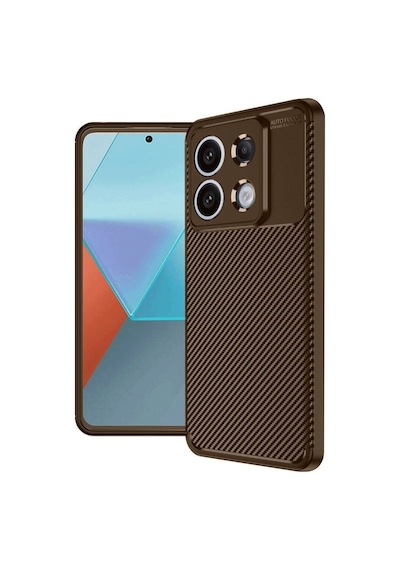 Coverzone Redmi Note 13 Pro 4g İle Uyumlu Silikon Kılıf Kamera Korumalı Karbon Tpu Brimstone Ultra Slim Fit Delux Kahverengi
