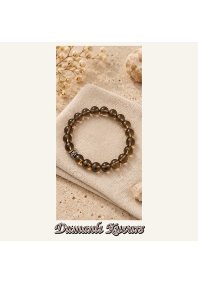 Dumanlı Kuvars Taşı Bileklik 8 Mm, Unisex, Elastik Çok Renkli