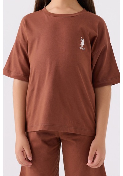 U.S. Polo Assn. Kız Çocuk Kahverengi Bermuda Takım Us1848-c-v48 Kahverengi
