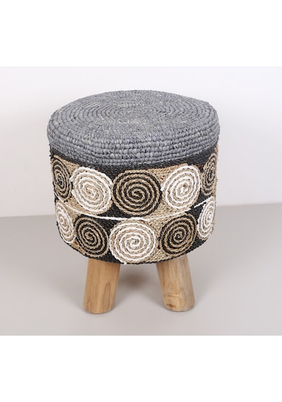 Rafya Puf & Stools-doğal Teak Gövde 42x50 Cm Mix