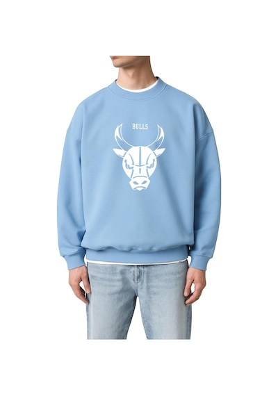 Benroma 3 İplik Penye Chıcago Bulls Baskılı Unisex Sweatshırt Bebe Mavisi