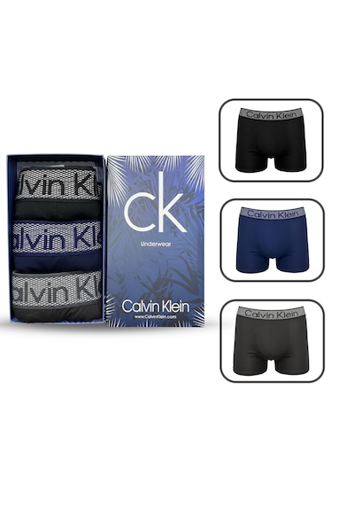 Calvin Klein 3'lü Boxer Set %100 Organik Pamuk Antrasit - Lacivert