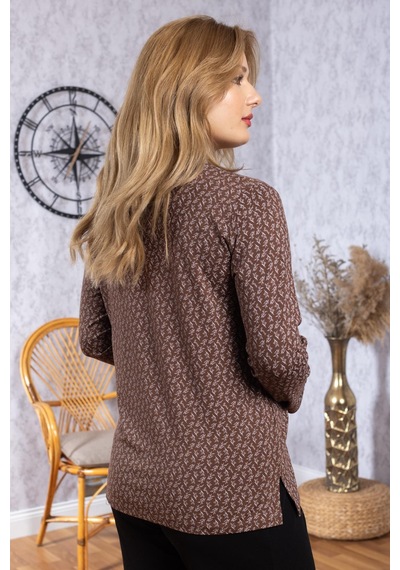 Mutlu City Kadın Yeni Model Yüksek Kalite Yuvarlak Yaka Patlı Orta Yaş Anne Penye Bluz 6545 Kahve Rengi Mutlu City Kadın Yeni Model Yüksek Kalite Yuvarlak Yaka Patlı Orta Yaş Anne Penye Bluz 6545 Kahve Rengi