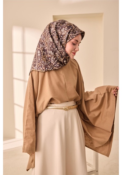 Silk Home Twill İpek Eşarp 11478-34 Acı Kahve, Gold, Bej, Gri, Ekru, Gümüş