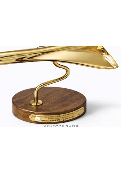 Lüks Pirinç Concorde Uçak Biblo Masaüstü Dekoratif Obje Hediyelik Uçak Figürü 20 Cm X 23 Cm