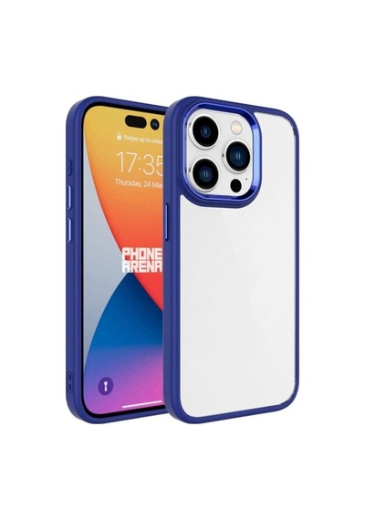 Apple Uyumlu iPhone 15 Pro Kılıf Zore Krom Kapak Lacivert