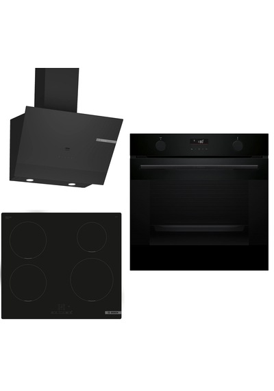 Bosch 643 HUA736EA0T - PUE611BB5E - DWK67PJ60T İndüksiyon Ocaklı Siyah 3'Lü Ankastre Set