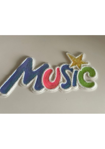 24x13 Cm Renkli Music Yıldızlı Yazılı Aplike Renkli