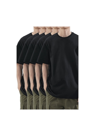 Uyguntarz Unisex Basic Model 5'll Tshirt Siyah2