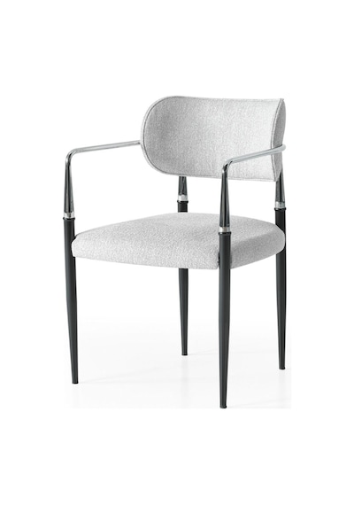 Vellario Metal Kol Detaylı Sandalye 2 Adet Kromaj Siyah Metal Ayak, 57 X 57 X 81 Cm Beyaz - Siyah