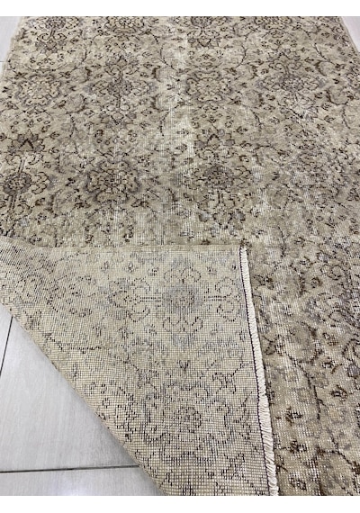 El Dokuma Eskitme 120X205 Krem Naturel %100 Yün Vintage Halı ! Krem