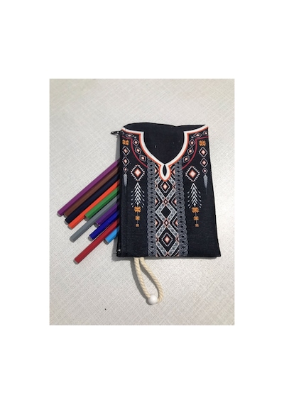 Etnik Otantik Kilim Deseni No 5 Tasarım Bez Kalemlik-cüzdan Diğer