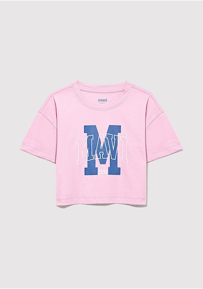 Mavi - M Logo Baskılı Pembe Tişört 7610276-86953 Pembe