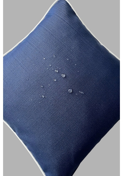 Kırlent Kılıfı 45x45 3'lü Set Marin Nakışlı Balık Desen Su İtici Outdoor Keten Tekne Bahçe Lacivert