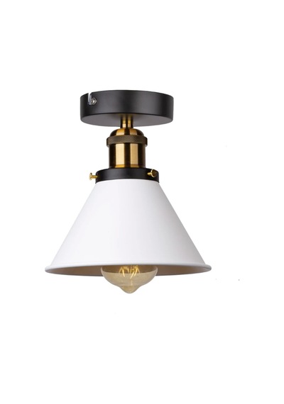 Rsylight Rys Retro Metal Tavan Plofyoner Beyaz Dekotatif Rustik Avize Çap:17 Cm Siyah