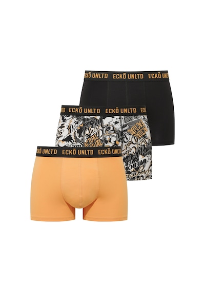 U.S. Polo Assn. Ecko Sarı - Siyah - Baskılı 3'lü Boxer Sarı - Siyah - Baskılı