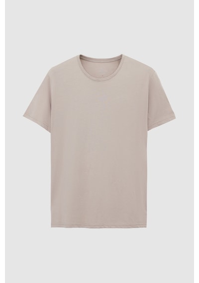 D's Damat Ds Damat Regular Fit Vizon Düz Nakışlı %100 Pamuk T-shirt 4hc140632006m Vizon