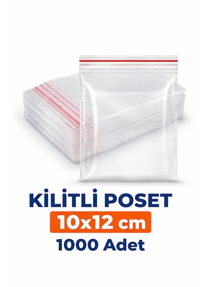 10 12 Cm Kilitli Poşet Şeffaf Zip Kilitli Torba 1000 Adet