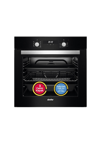 Simfer 8 Fonksiyon Power Turbo Siyah 2'li Ankastre Set (7327 Fırın + 3500 Ocak)