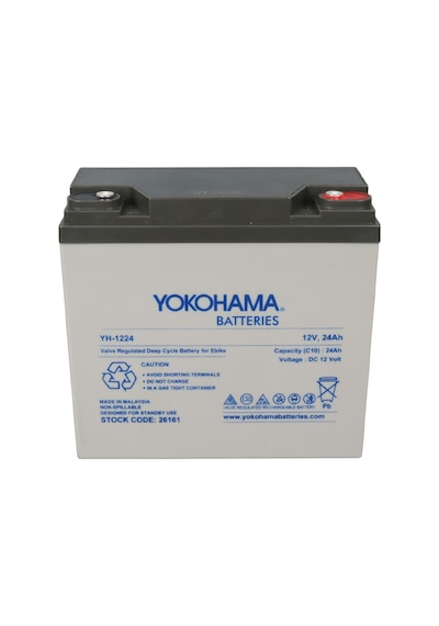 Yokohama 12 Volt - 24 Amper Elektrikli Bisiklet Aküsü Yh-1224 180x76x167 Mm