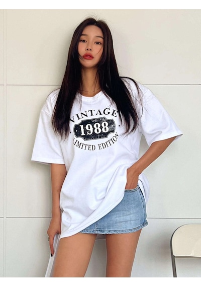 Beyaz Oversize Vintage Baskılı T-shirt - Oversize Baskılı Beyaz Beyaz Oversize Vintage Baskılı T-shirt - Oversize Baskılı Beyaz