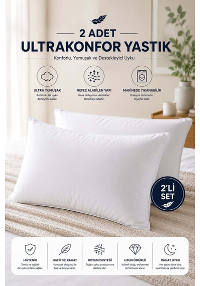 Conzaliza 2 Adet Silikon Yastık Mikrofiber Dış Yüzey Diğer