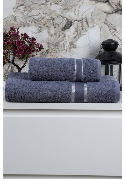 %100 Pamuk 2 Parça Kadın/erkek Banyo Duş Hamam Havlu Seti 90x150 Cm Antrasit