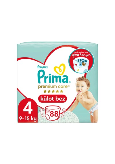 Prima Külot Bez Premium Care 4 Beden İkiz Paket  88 Adet 2'li