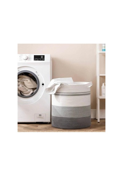 Hasır, Jüt Sepet, Banyo Sepeti, Havlu Sepeti, Kirli Sepeti, Oyuncak Sepeti, Düzenleyici, 40x35 Gri Krem Gri Krem