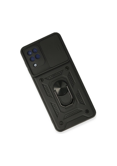 Samsung Galaxy Uyumlu A22 Kılıf Pars Lens Yüzüklü Silikon - Siyah Bz8683140292669