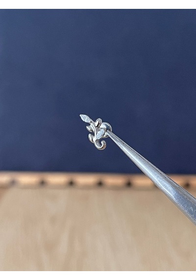 %100 G23 Titanyum Dal Markiz Zirkon Titanyum Model Titanyum Labret Kıkırdak Piercing Beyaz - Siyah