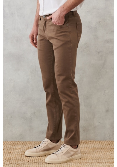 AC&Co / Altınyıldız Classics Erkek Vızon 360 Derece Her Yöne Esneyen Slim Fit Dar Kesim Pamuklu Rahat Pantolon Vızon Vizon