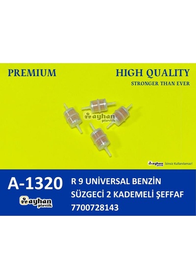 Ayhan Şeffaf Benzin Ara Filtre Küçük Tip Üniversal Ayhan A1320 7700544588 82425649 7700728143