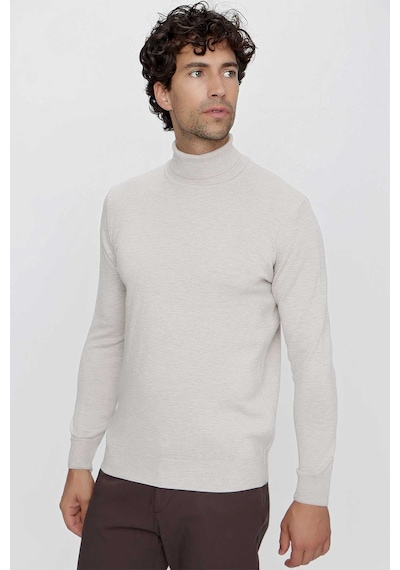 Morven Basic Dinamik Fit Rahat Kesim Balıkçı Yaka Triko Kazak 99kc017003653 Bej