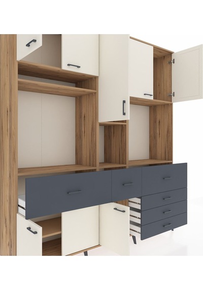 Hyperion Dolap 10 Raflı 6 Çekmeceli 8 Kapaklı 220x44x243 Çam-aytaşı/antrasit Aytası/antrasıt Hyperion Dolap 10 Raflı 6 Çekmeceli 8 Kapaklı 220x44x243 Çam-aytaşı/antrasit Aytası/antrasıt