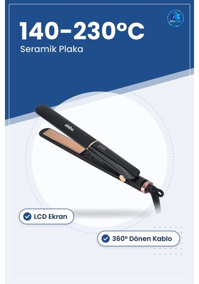 Saç Düzğleştirici Seramik Kaplı Lcd Ekran İla C Dönen Kablo 1.