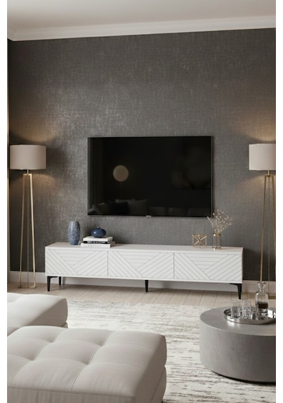 Tsa1804b - Ferro180 Tv Stand, Tv Sehpası Beyaz 180cm Beyaz